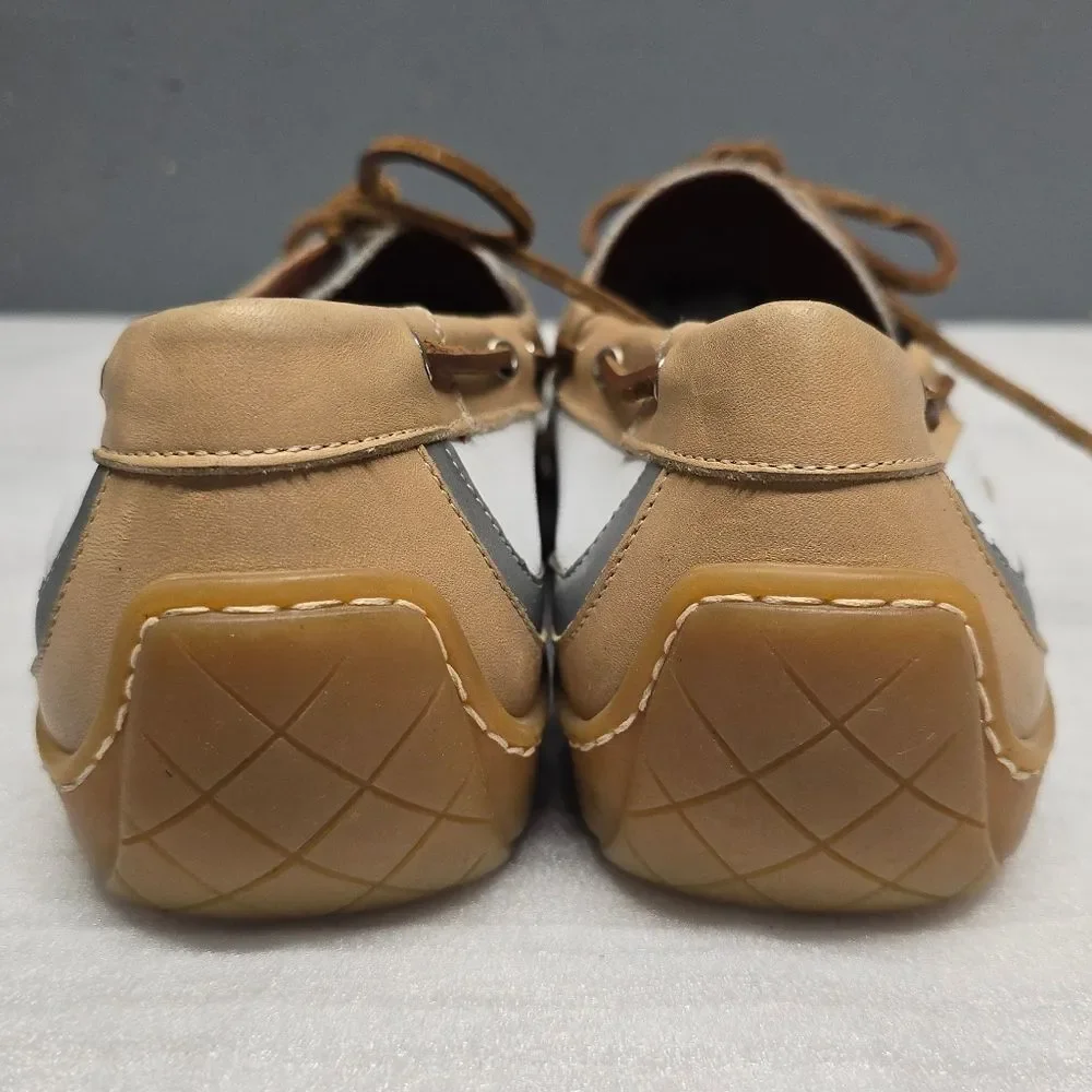 Donald Pliner Eaton White Tan Leather Casual Boat Shoes Size 12